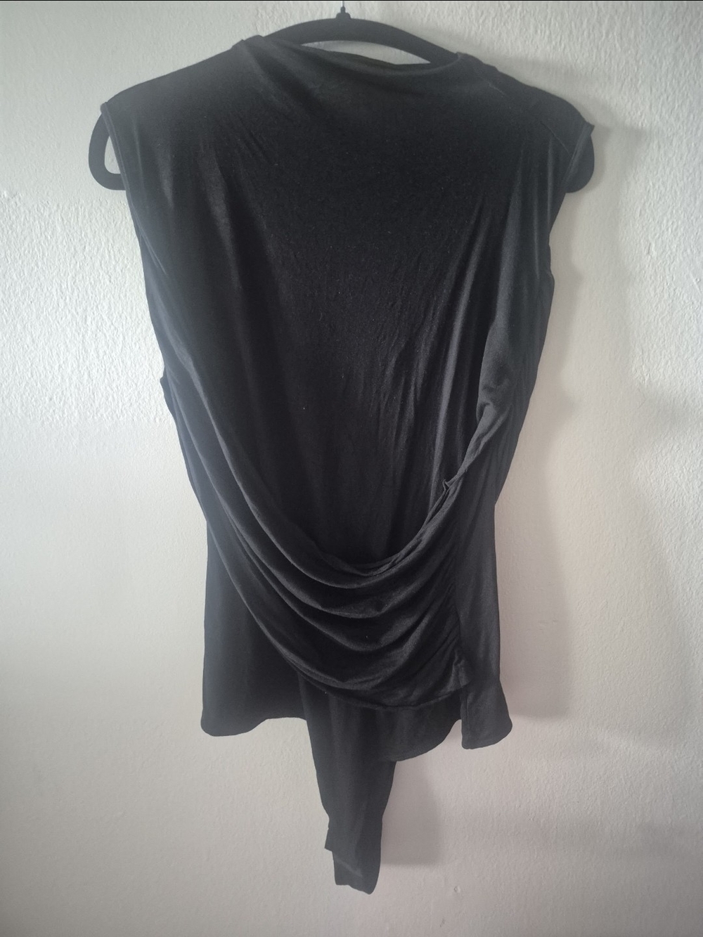 New York & Company Black Draped Back Sleeveless Bodysuit